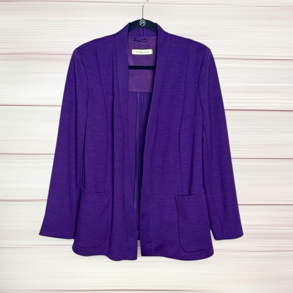 Marina Rinaldi Purple Cardigan Open Front V-neck Pockets size US 12-14
